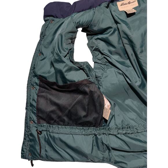 Vintage Eddie Bauer Lined Goose Down Puffer Vest Navy Blue Size Large - Picture 5 of 16